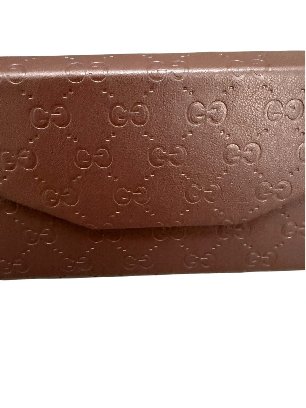 Gucci Dark Brown Embossed Sunglasses Glasses Case with Soft Pouch & Box